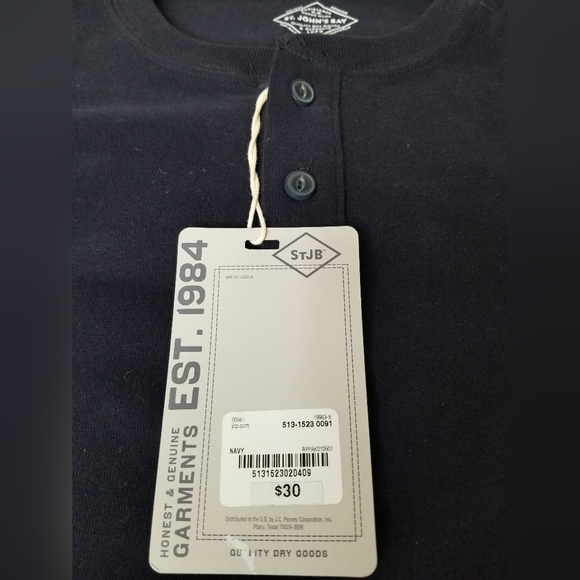 ST. JOHN'S BAY 💥 Mens Neck Long Sleeve Classic Fit Thermal Top, Navy (Size: Lar - Picture 10 of 11